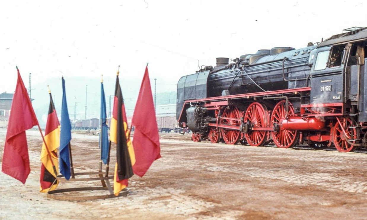 BR 01 01 137 at Freital-Hainsberg, 1983. From A Taste of German Steam 